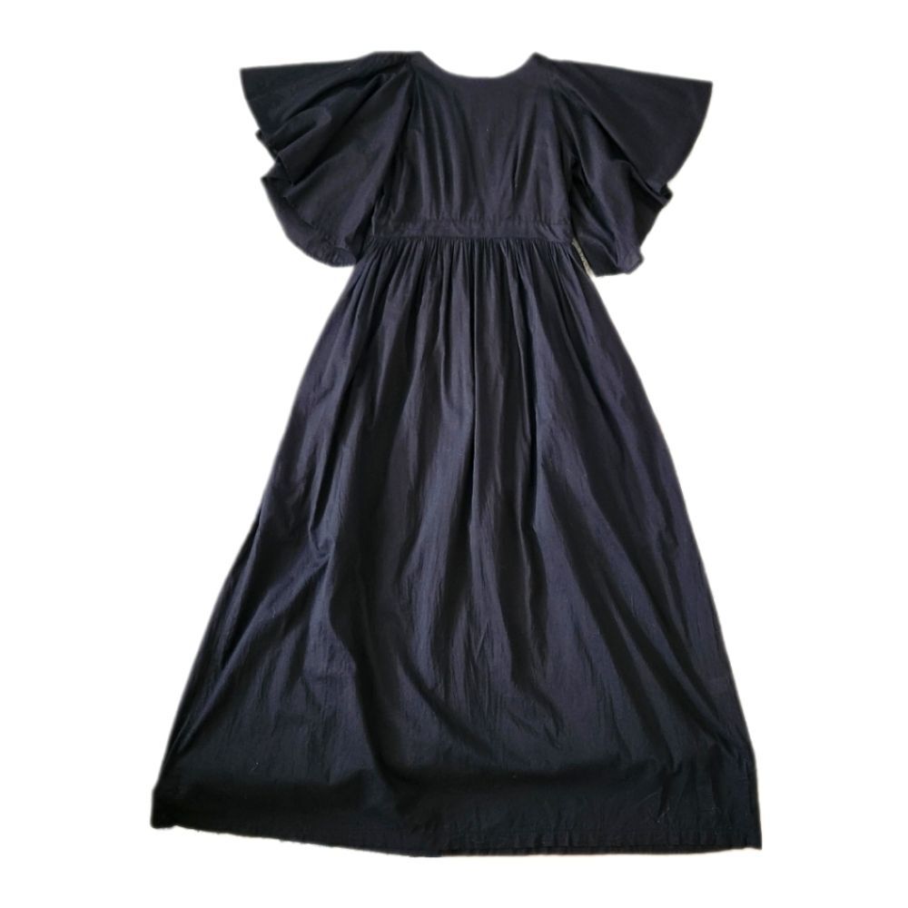 Meg Flutter Sleeve Cotton Midi Dress Black Women's Size Small